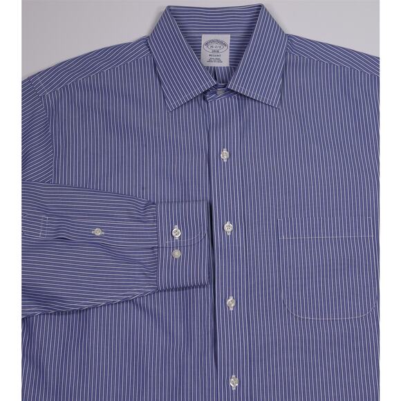 Brooks Brothers Regent Non-Iron Blue Striped Cotton Dress Shirt 15-32/33 - Picture 1 of 7